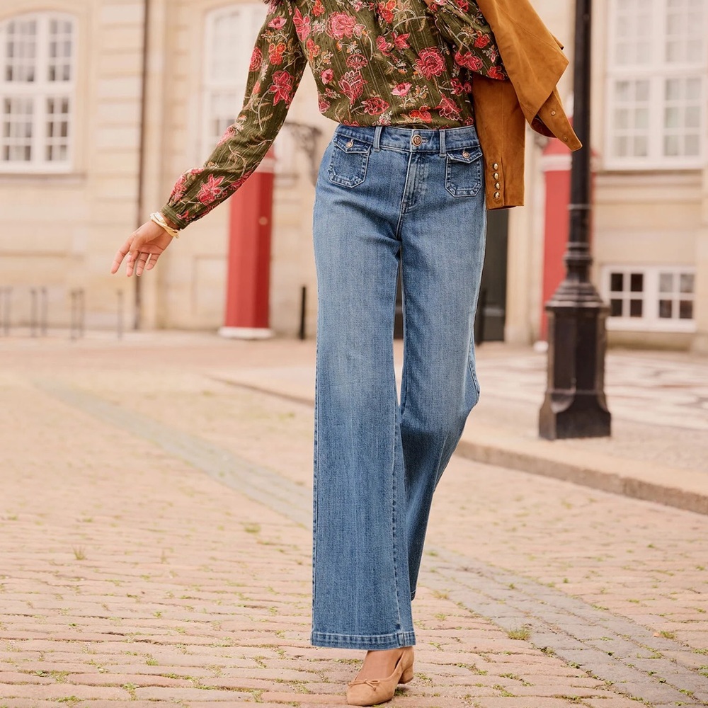 NWT TALBOTS CLASSIC JEAN TROUSERS - PRISCILLA WASH SIZE 14